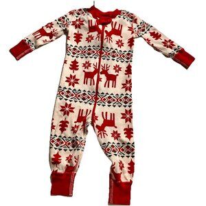 Hanna Andersson 6-12 Months Christmas Theme  Red White Full Zip Pajama